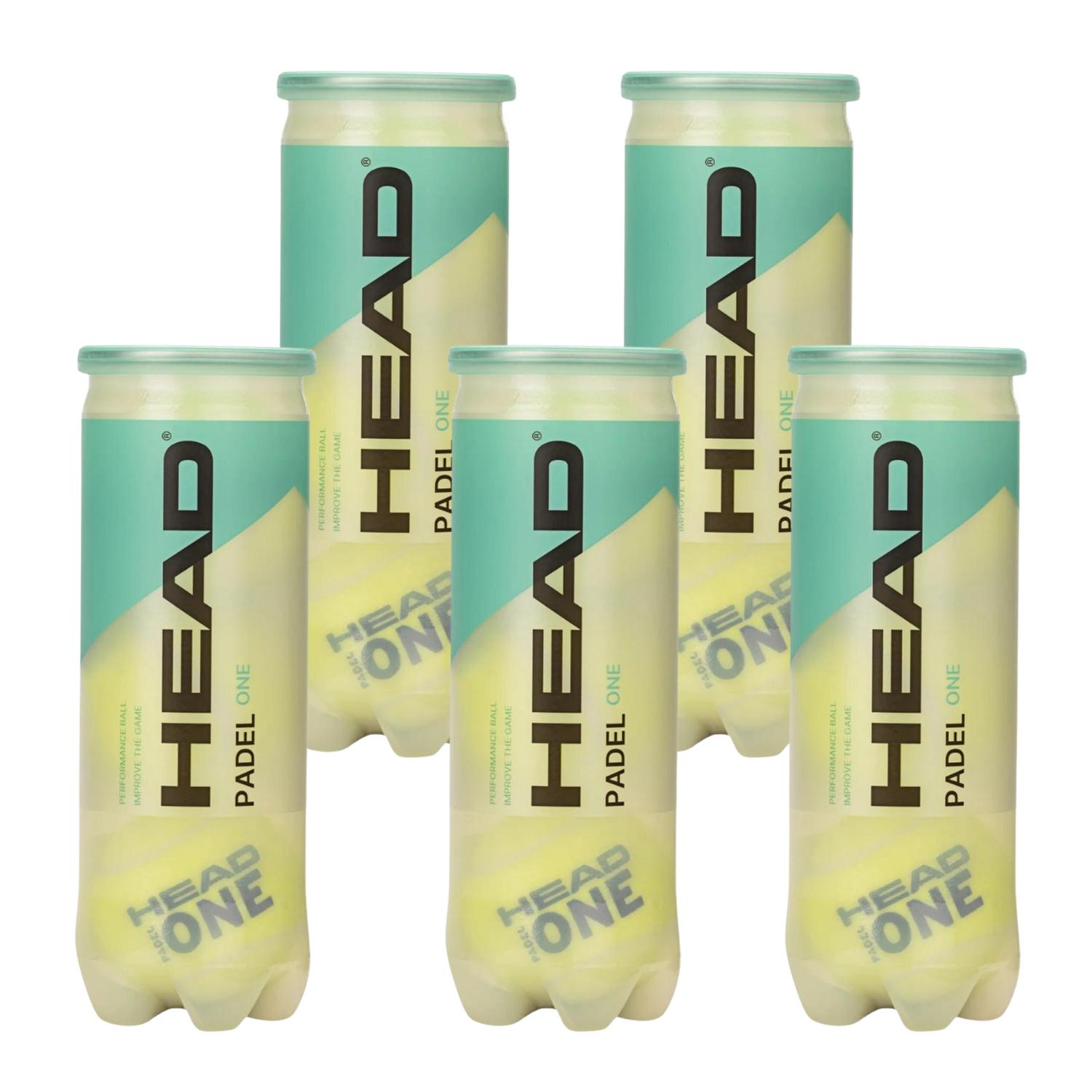 Pack 5 Botes De 3 Pelotas Head Padel One Duraderas Profesional 15 Pelotas — imagen 1