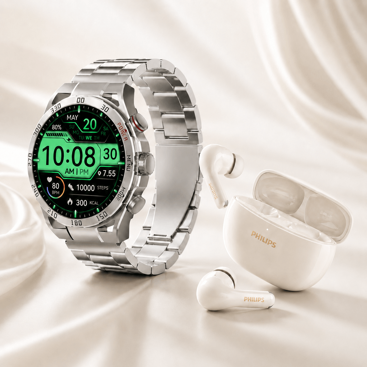 Combo Premium Filwans GTR + Philips TAT1320WT Smartwatch AMOLED con Llamadas + Audífonos Bluetooth — imagen 2