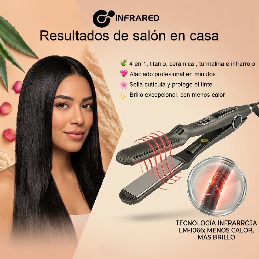 Plancha Alaciadora de Cabello Uso Profesional Infrared 4 en 1 Timco LM-1066 — imagen 4