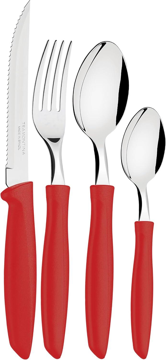 Juego de Cubiertos Tramontina 16 Piezas Acero Inox Rojo — imagen 2