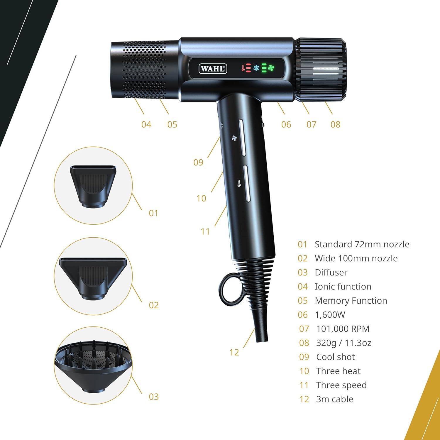 SECADORA PELO PROFESIONAL WAHL MOTOR DIGITAL 1600 W 3 VEL — imagen 3