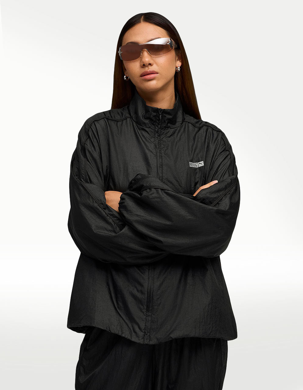 Chamarra Puma X Rosé T7 Oversized Track Negro - Mujer — imagen 2