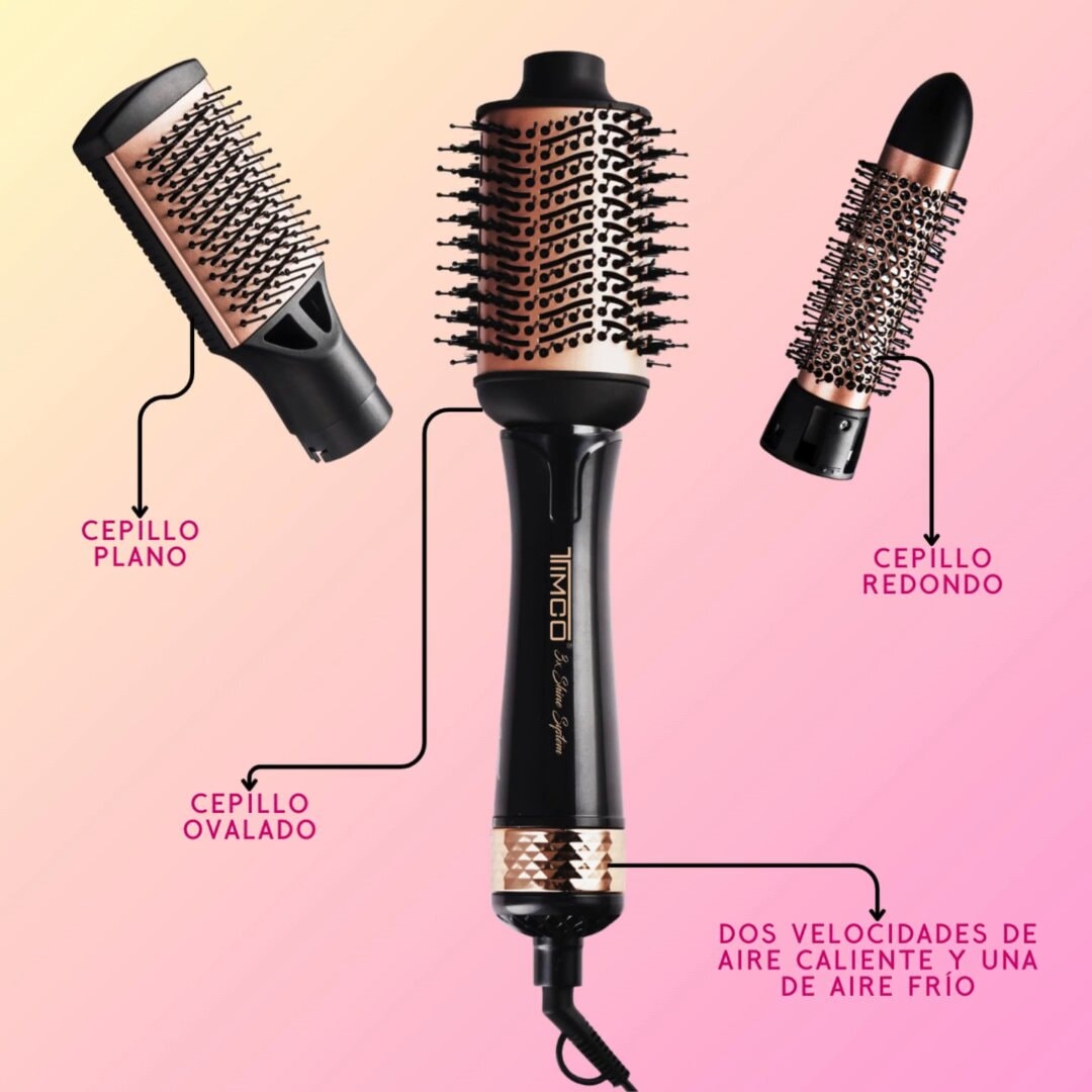 Cepillo de Aire Electrico Secadora de Cabello 3 Cabezales Intercambiables Timco AJ-819 — imagen 6