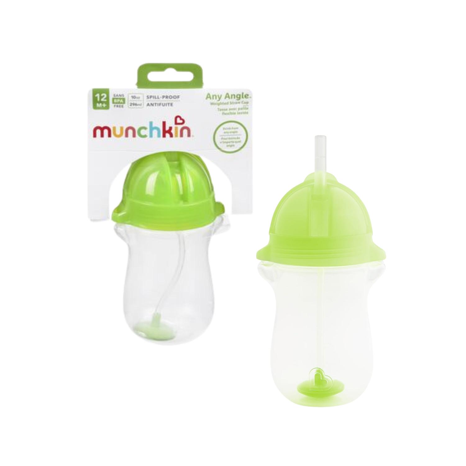 Taza Grande Azul Click Lock Con Pajita, Diseño Munchkin Plain — imagen 1