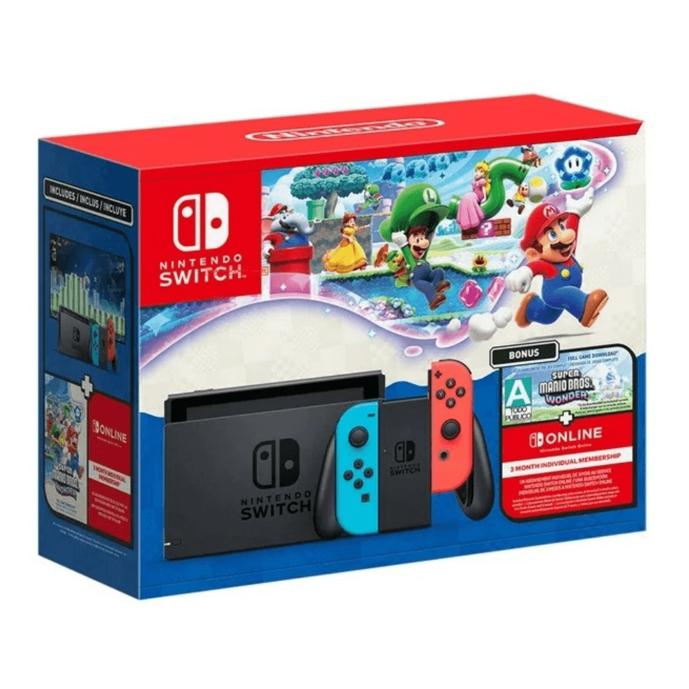 Consola Nintendo Switch Neon 1.1 + Super Mario Bros Wonder + 3 Meses Online — imagen 2