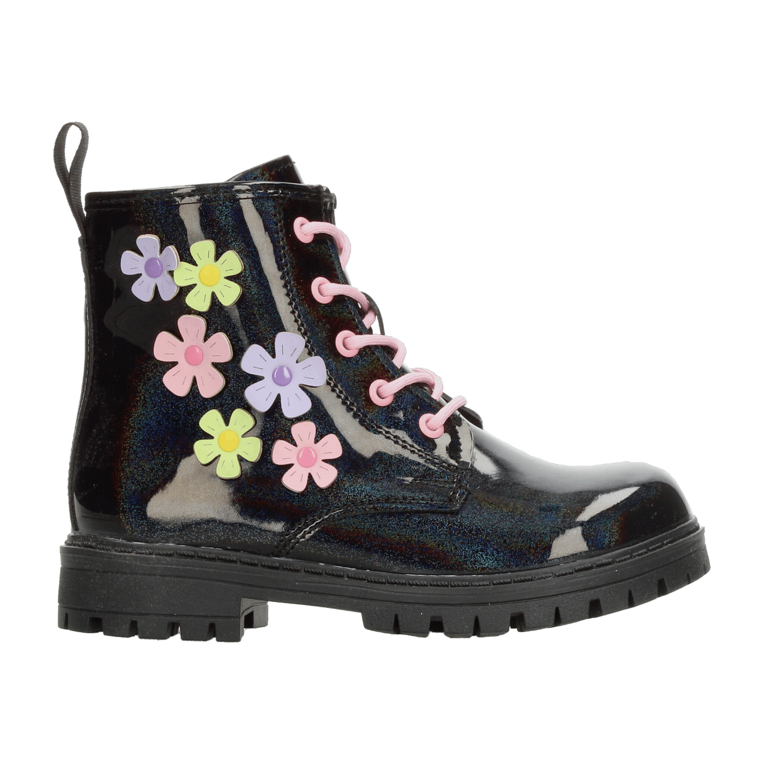 Bota Vavito Niña Flores Cintas Casual Negro Infantil T18-22 — imagen 1