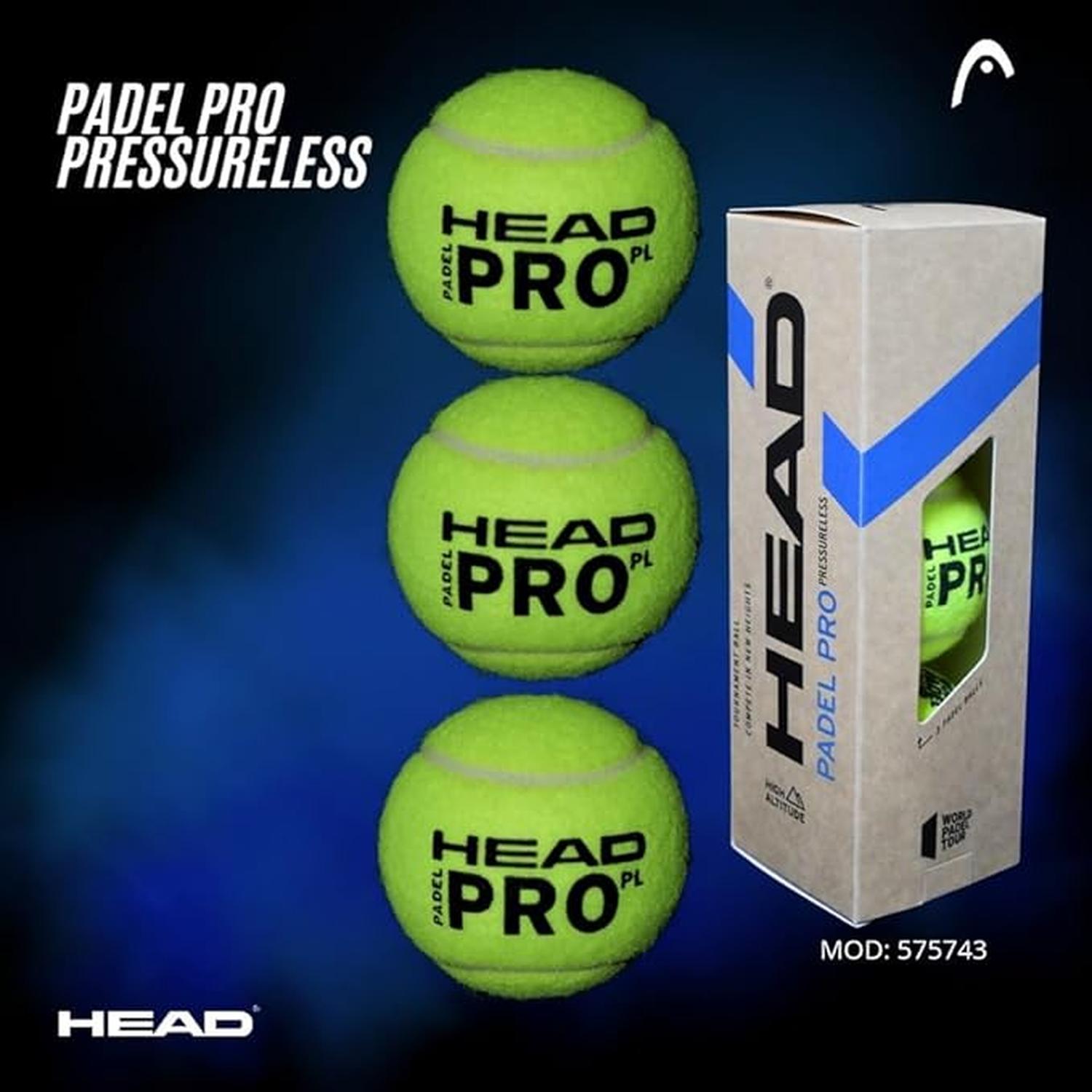 Pelota Head Padel Pro Presureless Bote Con 3 Pelotas Duraderas — imagen 2
