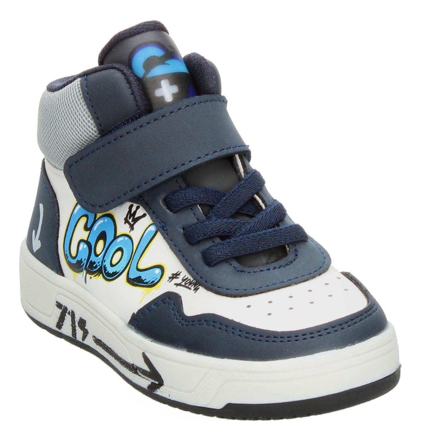 Tenis Niño Toddler Vavito Grafiti Azul Marino Mid Cut Tipo Bota Casual Cintas Velcro Ajustable — imagen 5