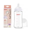 Biberón de Vidrio Pigeon Soft Touch Boca Ancha 240 ml con Tetina M