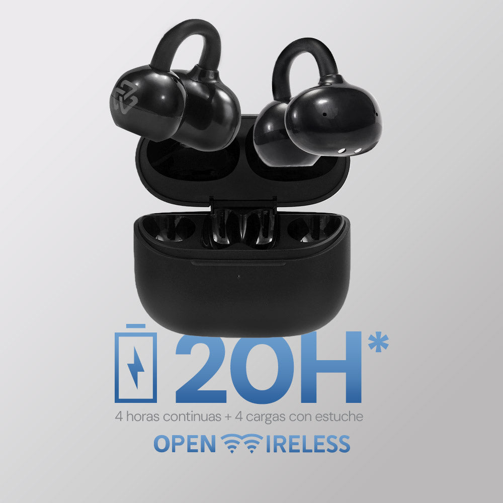 Audífonos Open Ear STF One: OWS, 20h batería, micrófono, Negro — imagen 7