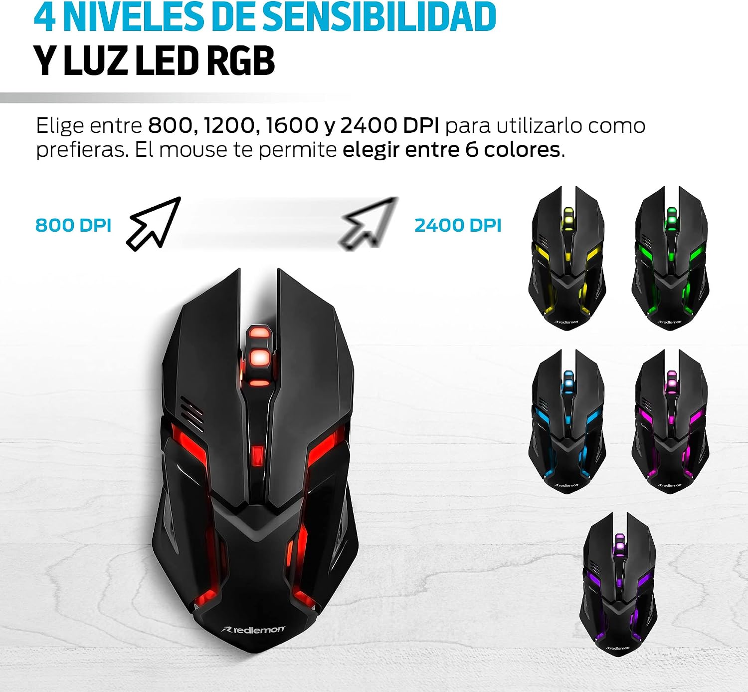 Mouse y Teclado Alámbrico USB con Luz LED para PC Gaming, Teclado Semi Mecánico con Soporte para Celular, Mouse 4 Niveles de dpi, Kit Plug & Play Compatible con Windows — imagen 3