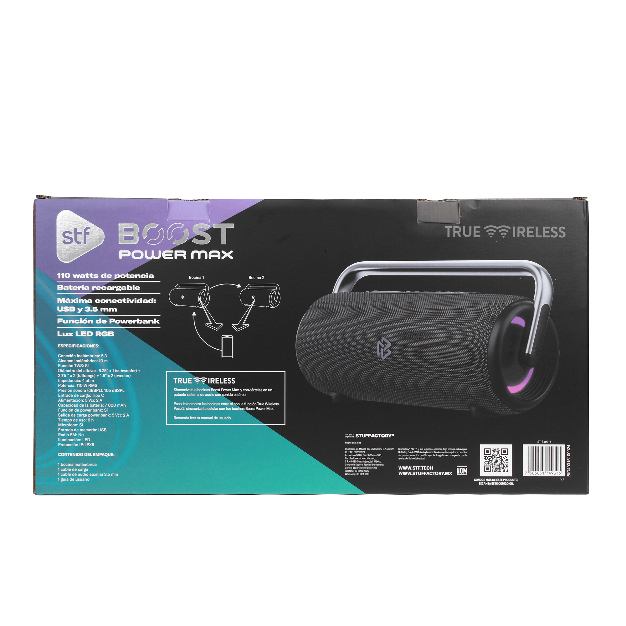 Bocina Portatil Boost Power Max STF 110W 6hrs Uso Funcion Tws con Power Bank — imagen 18