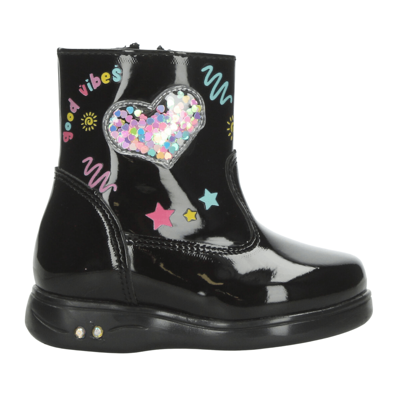 Bota Yuyin Niña Casual Cierre Charol Negro Infantil T12-15 — imagen 1