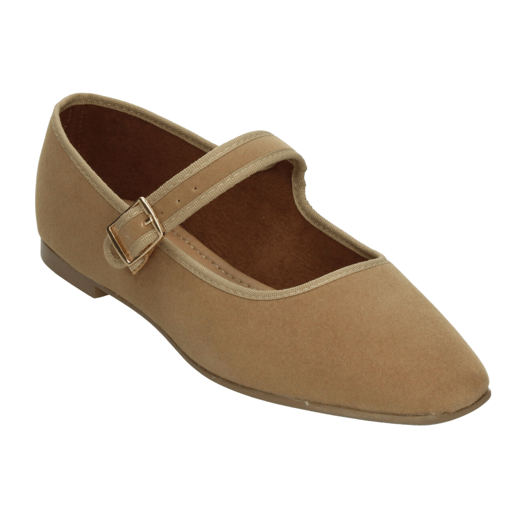 Flats Paulina Mary Jane Dama Café Casual Gamuza Camel Mujer — imagen 13