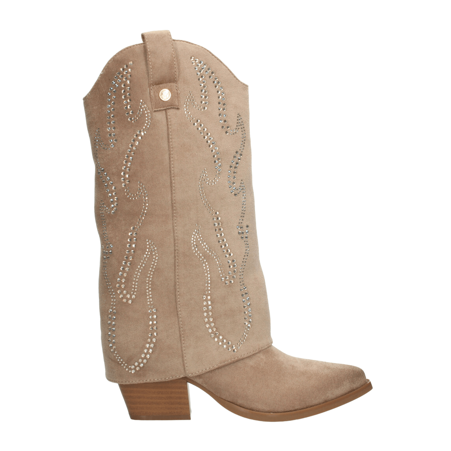 Bota Dama Xti Beige Vaquera Casual Pedrería Tacón Mujer — imagen 2