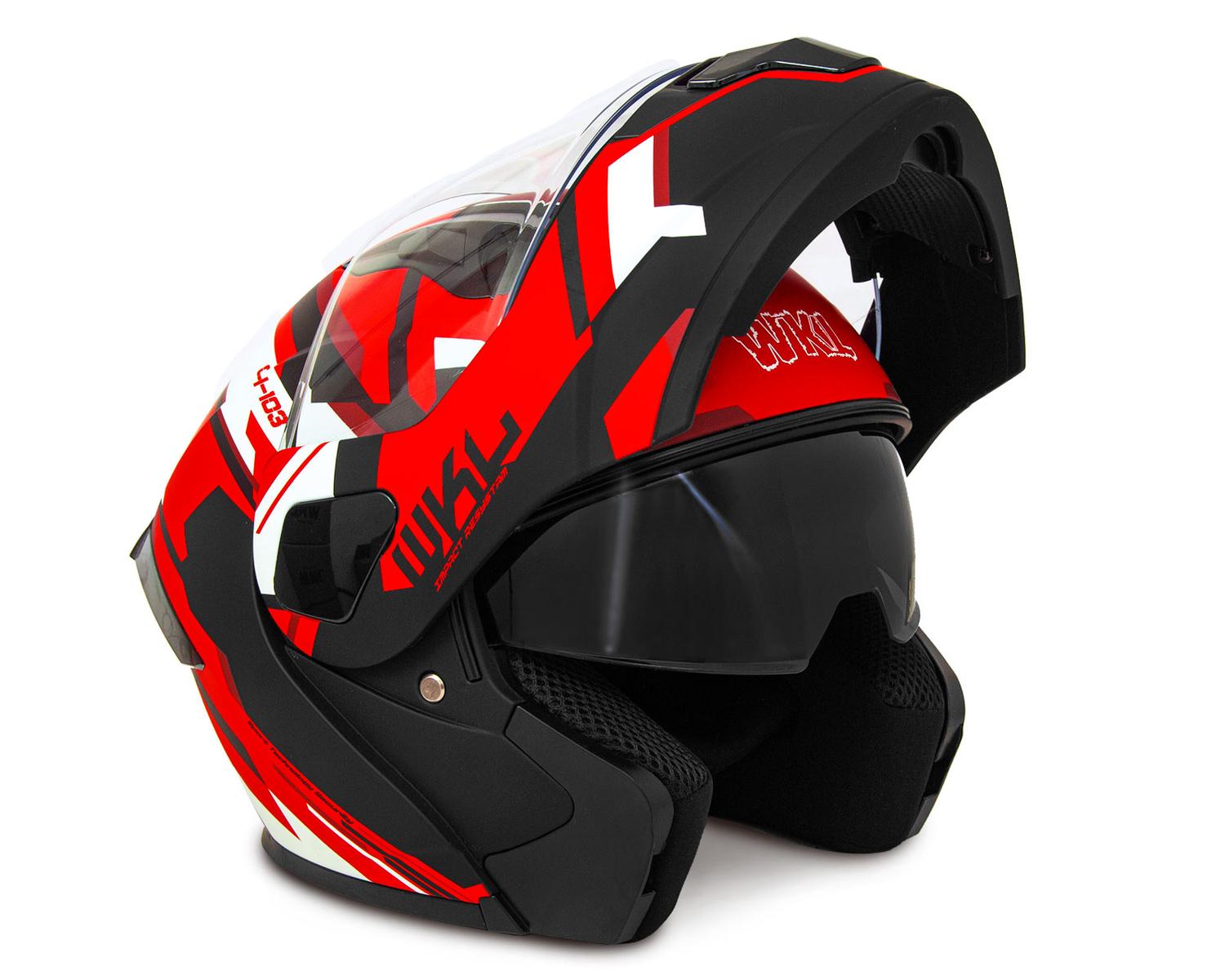 Casco WKL Motocicleta Dot Abatible CH-103 FINISH-ROJO — imagen 4
