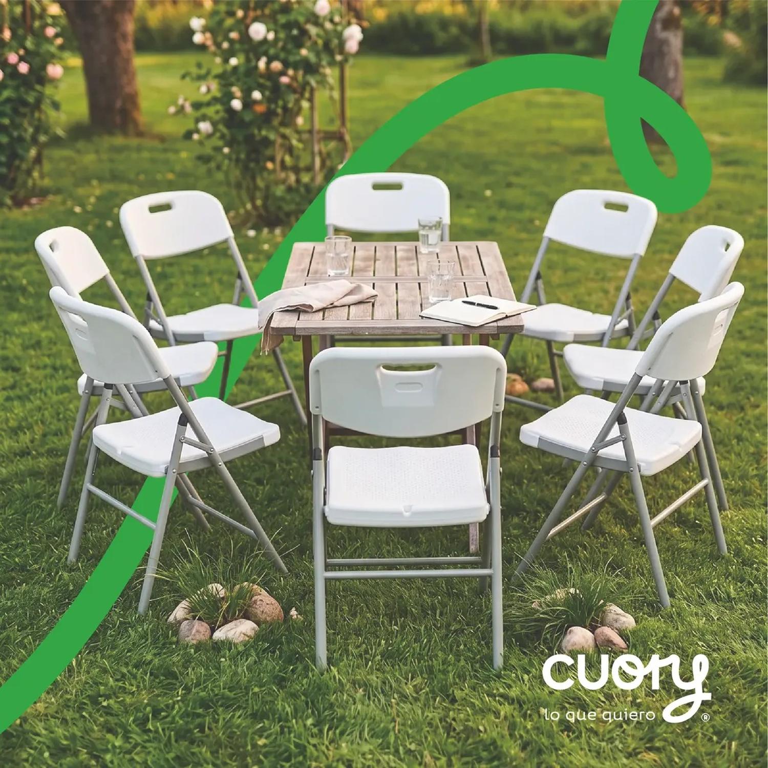 Silla Plegable Cuory Blanca Individual Resistente Interior y Exterior — imagen 6