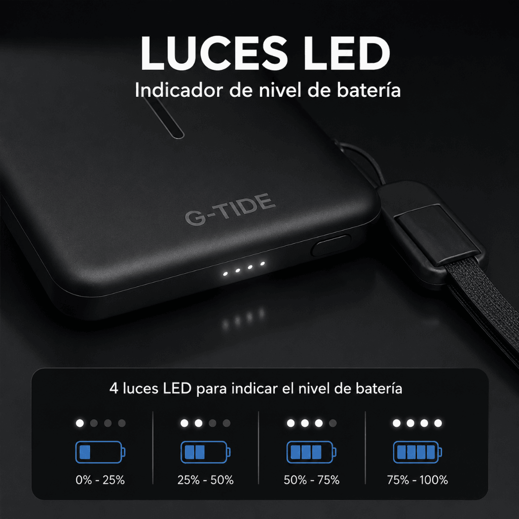 G-tide Slim01 Power bank Ultradelgada, 5000 mAh, carga rápida, carga inalámbrica — imagen 8