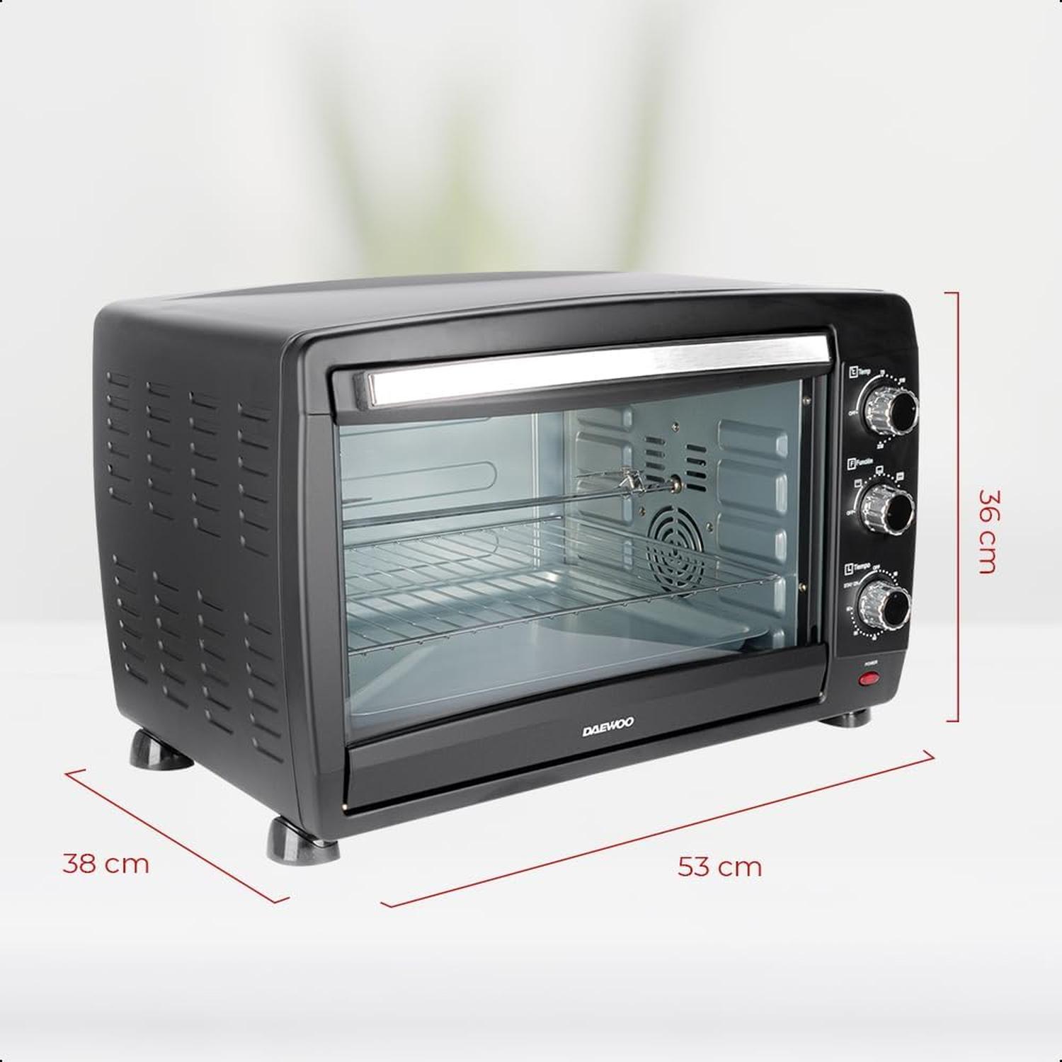 Horno Tostador Daewoo 40L DOT-1666 Negro Multifunción Conveccion y Asador Resistente — imagen 4