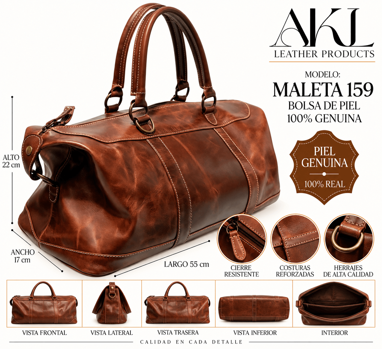 Maleta 159 Piel Legitima Ternera — imagen 2