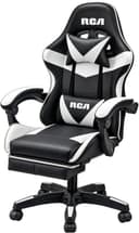 Silla Gamer Reclinable con Masajeador y Descansapiés RCA Negro/Blanco