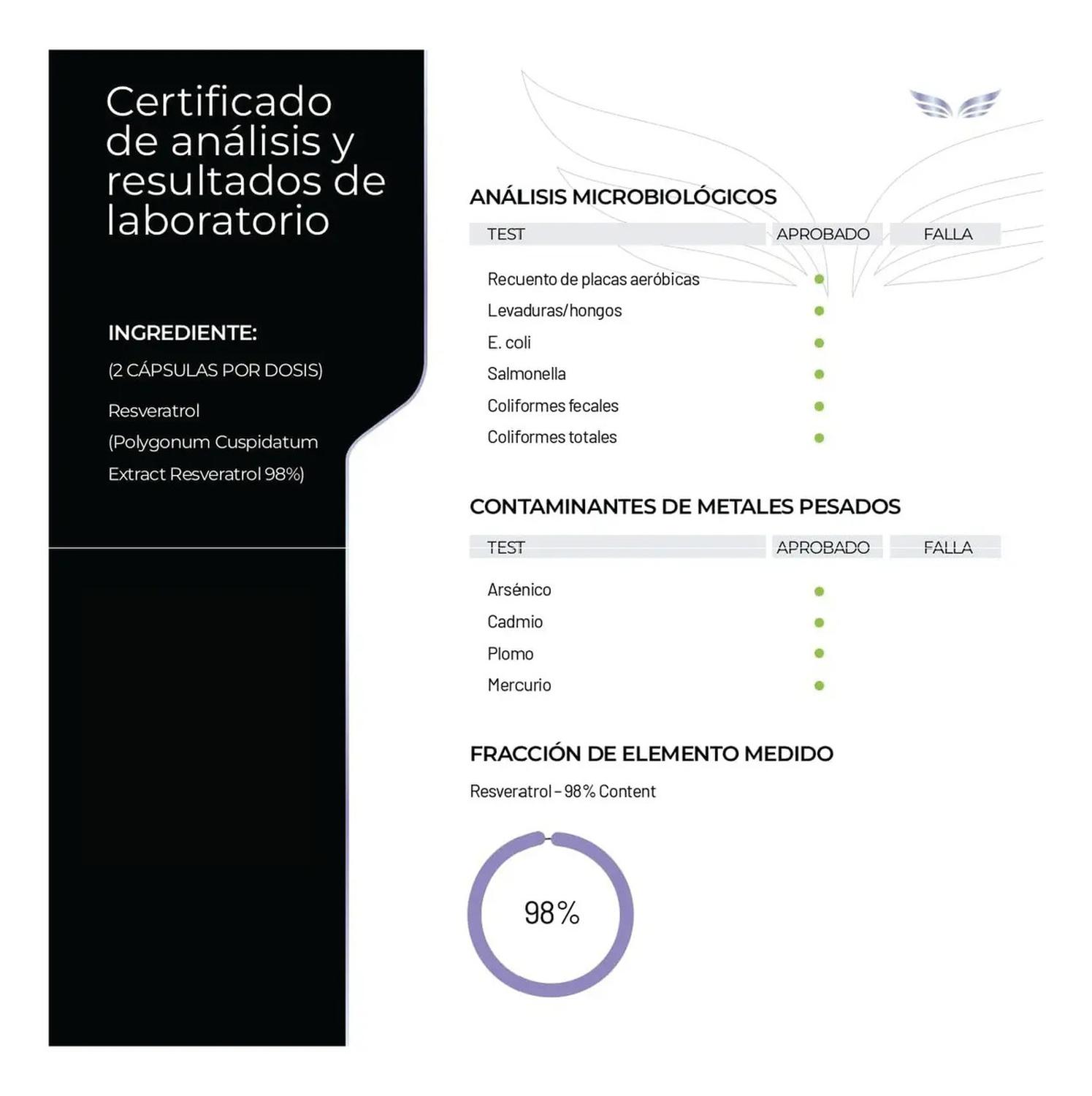 Ultra Pure: Resveratrol 98%, Trans-Resveratrol + Sirtuinas, para Salud Cardiovascular, 150 Cápsulas — imagen 6