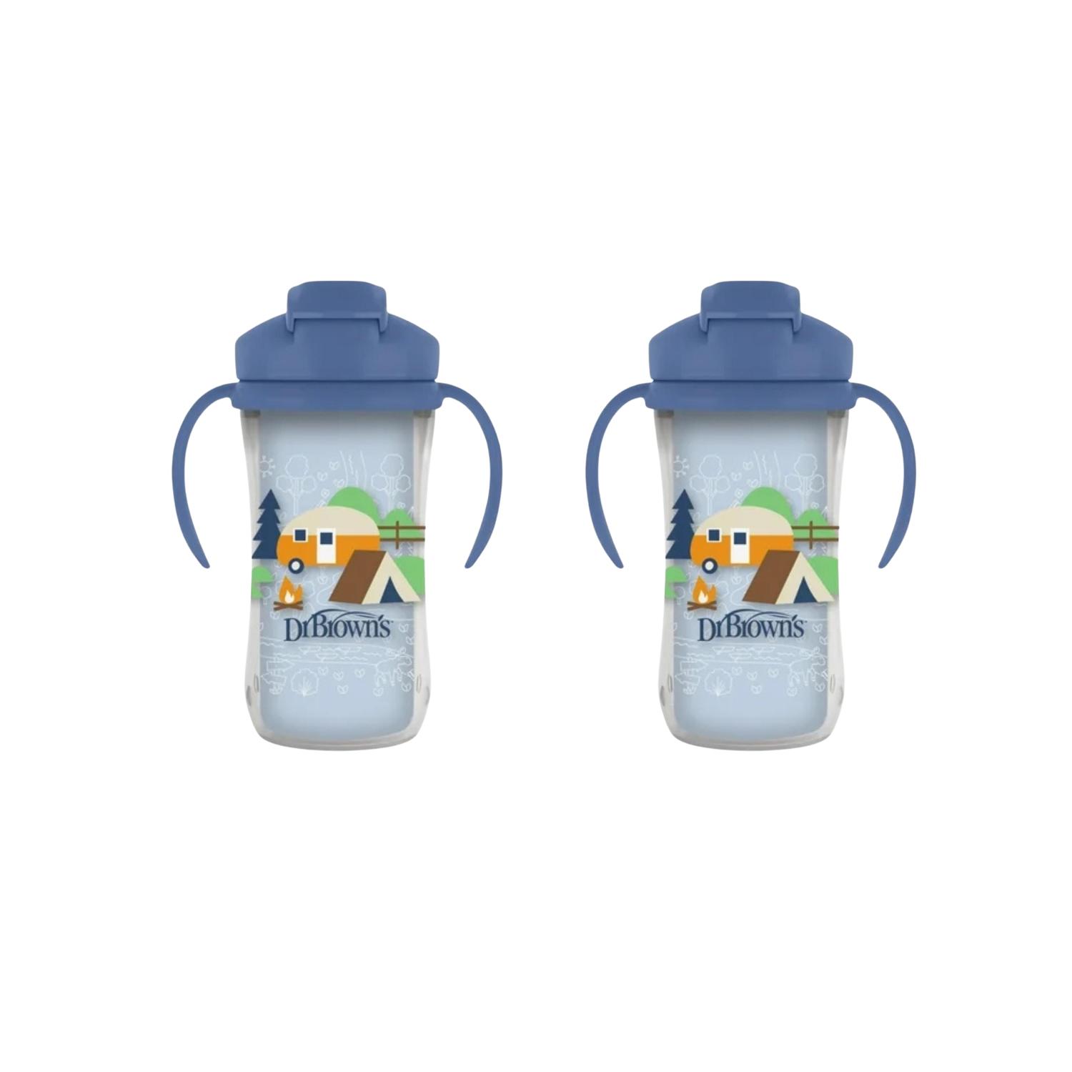 Pack 2 Vaso entrenador Dr Brown's 10oz Térmico popote azul — imagen 1