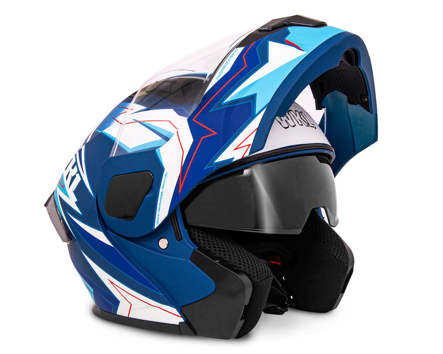 Casco WKL Motocicleta Dot Abatible CH-103 TURBO-AZUL — imagen 4