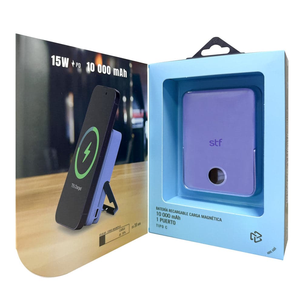 Batería Power Bank Portátil STF 10 000 mAh 20W Carga Magnética Lila — image 7