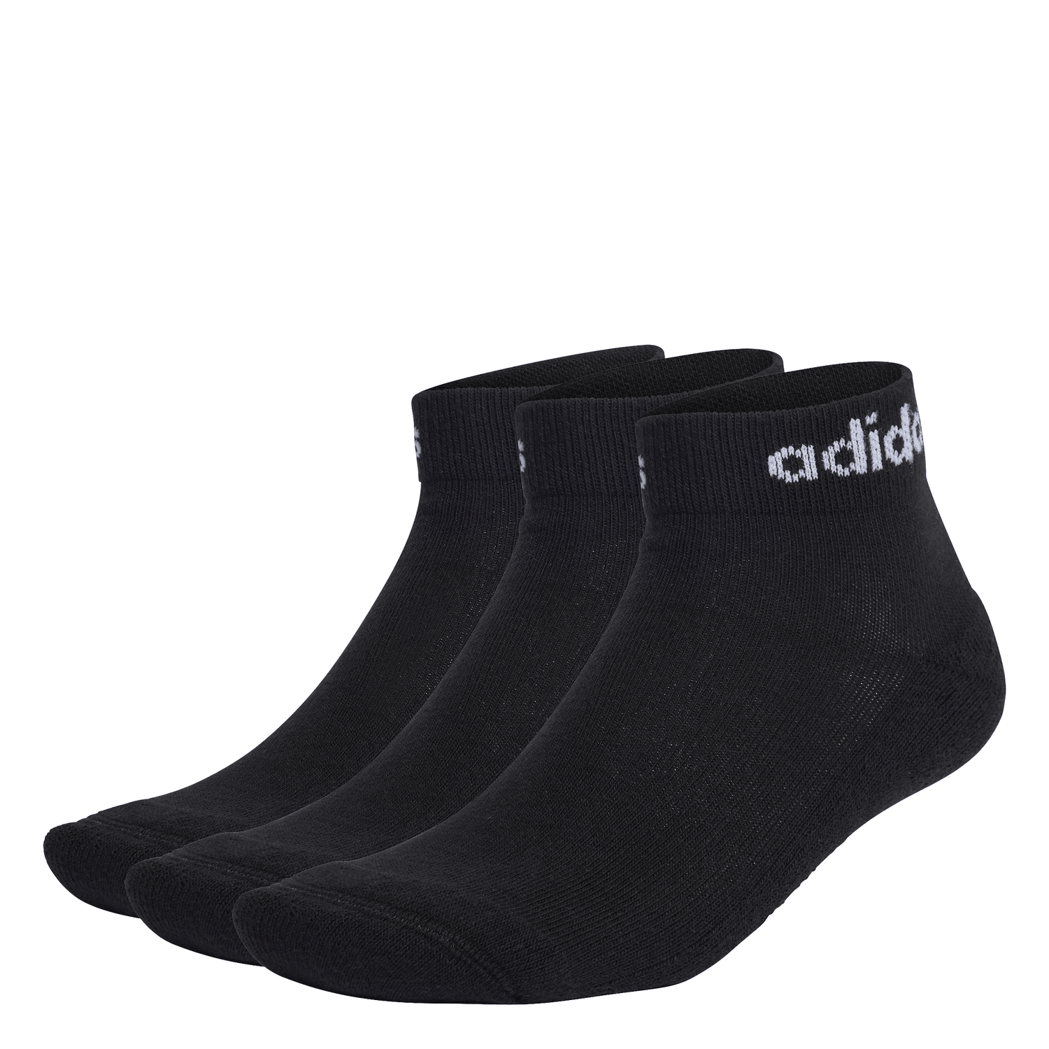 Calcetas Unisex Adidas Linear Negro Dama 3 Pares Tobillo — imagen 3