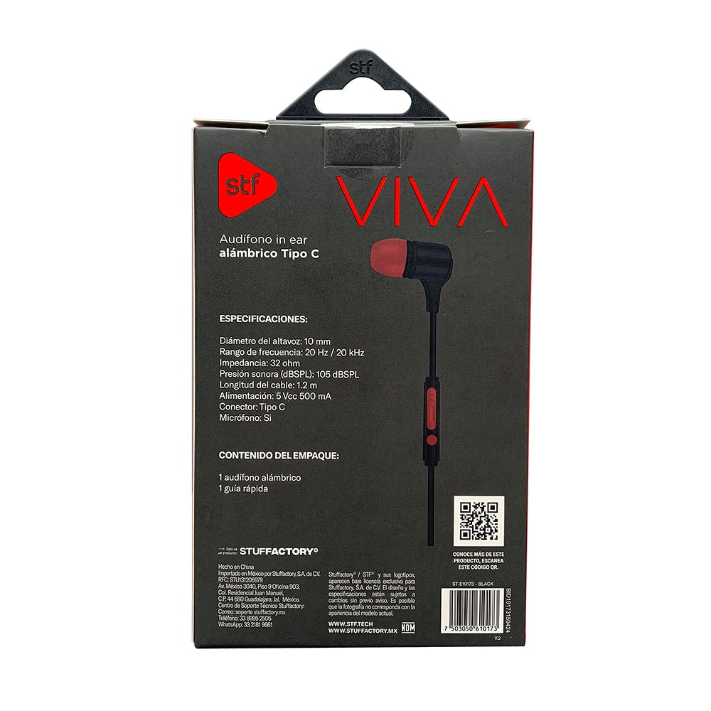 Audífonos alámbricos In-Ear STF VIVA: Tipo C, 10mm Rojo — imagen 6