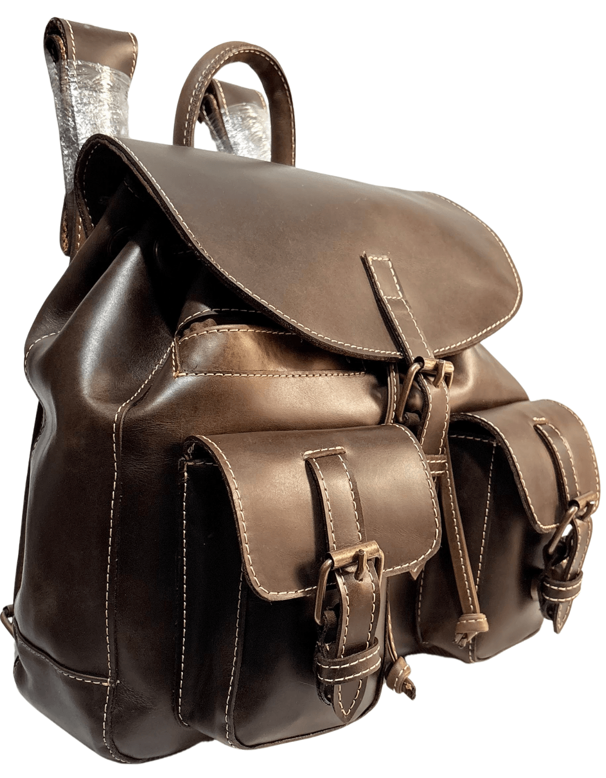 Mochila Bp12 Piel Ternera Gruesa Café — imagen 4