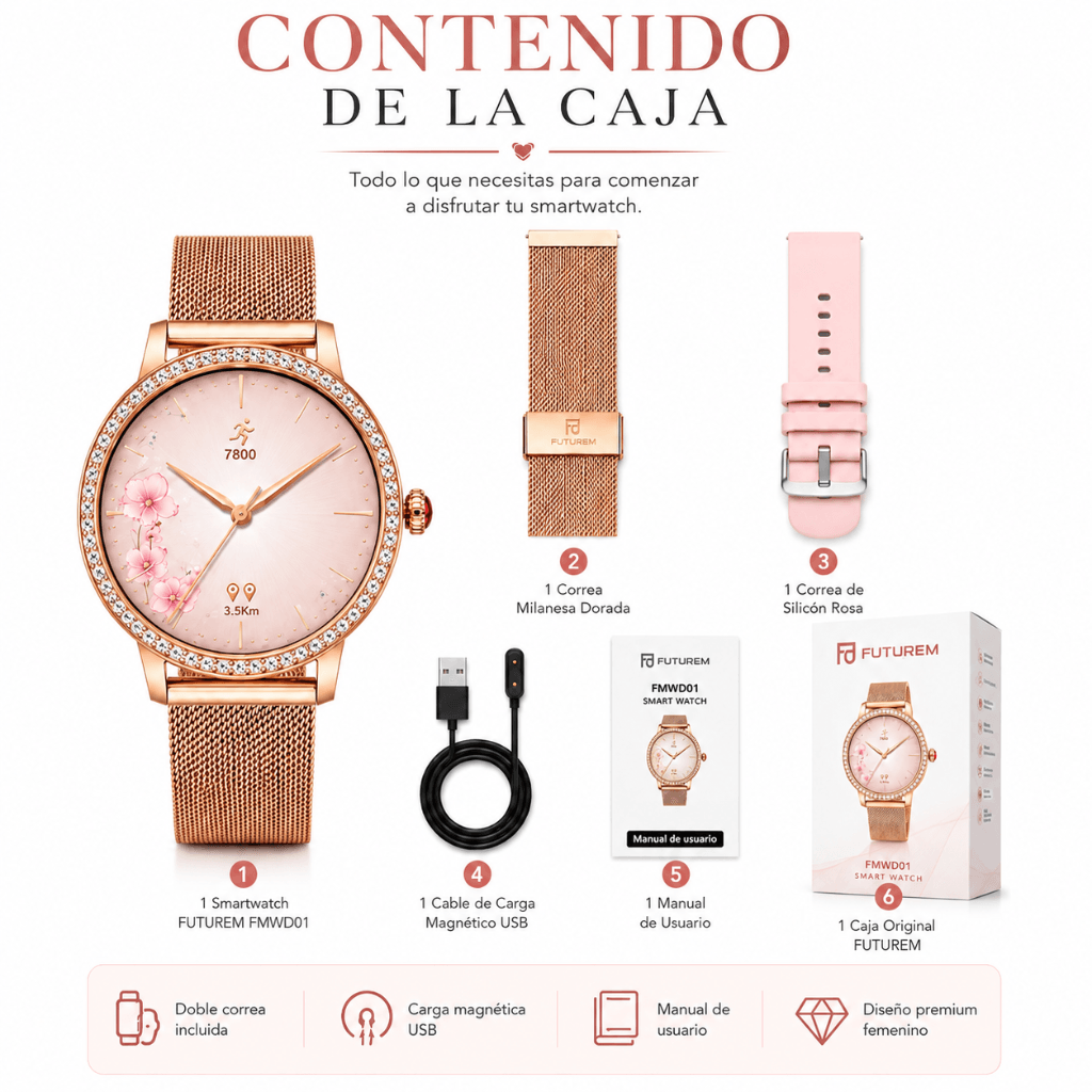 BOCINA XIAOMI SOUND POCKET (ROSA) + SMARTWATCH FUTUREM DW01 (DORADA) Y POWERBANK G-TIDE P1 (BLANCA) — imagen 7