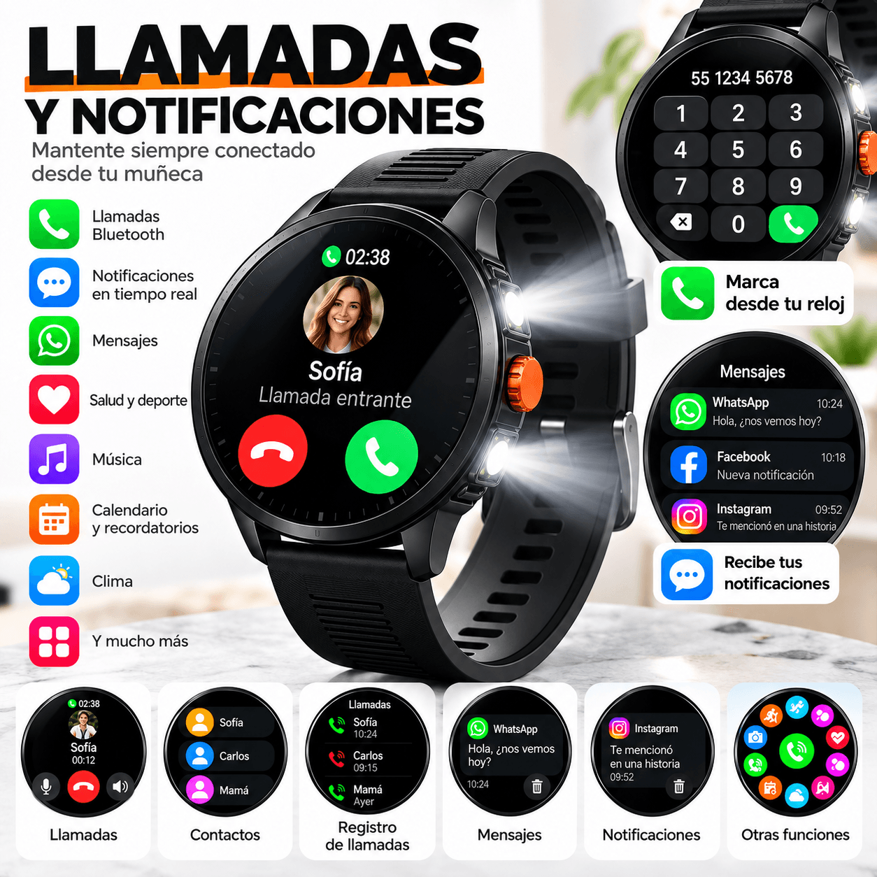 Smartwatch Llamadas Bluetooth y Linterna TECNIQUERO NEXWATCH X5 Smartwatch Llamadas Bluetooth y Linterna — imagen 4
