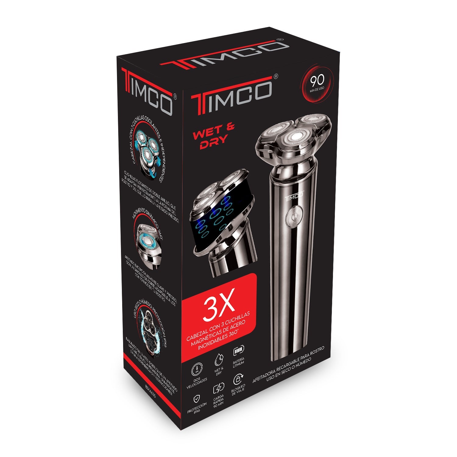 Rasuradora Afeitadora Recargable Inalambrica para Rostro Resistente al Agua IPX6 Timco BSKA635 — imagen 8
