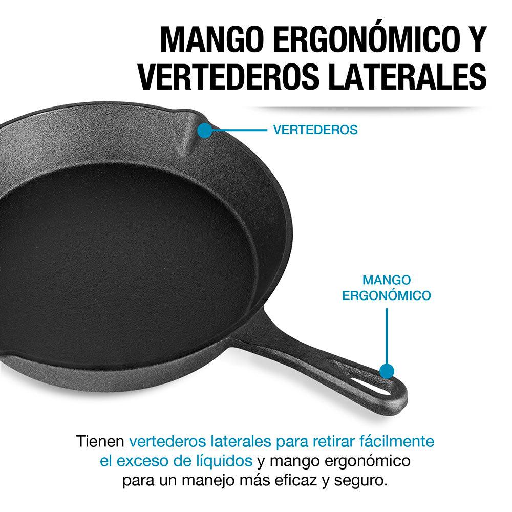 Set de 3 Sartenes de Hierro Fundido Antiadherente para Cocina — imagen 3