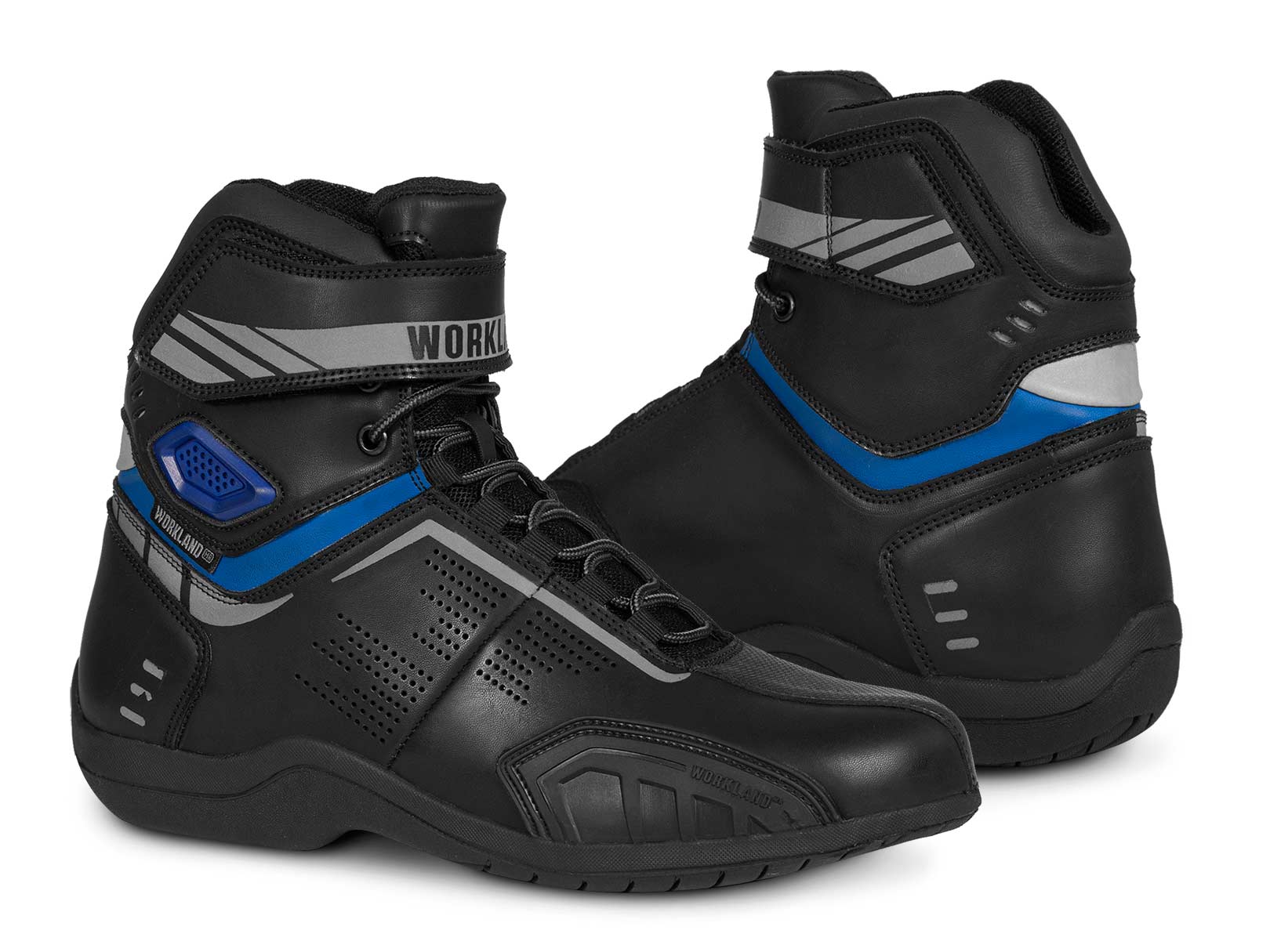 Botas hombre motociclista biker touring WKL 80016 Negro Azul — imagen 9