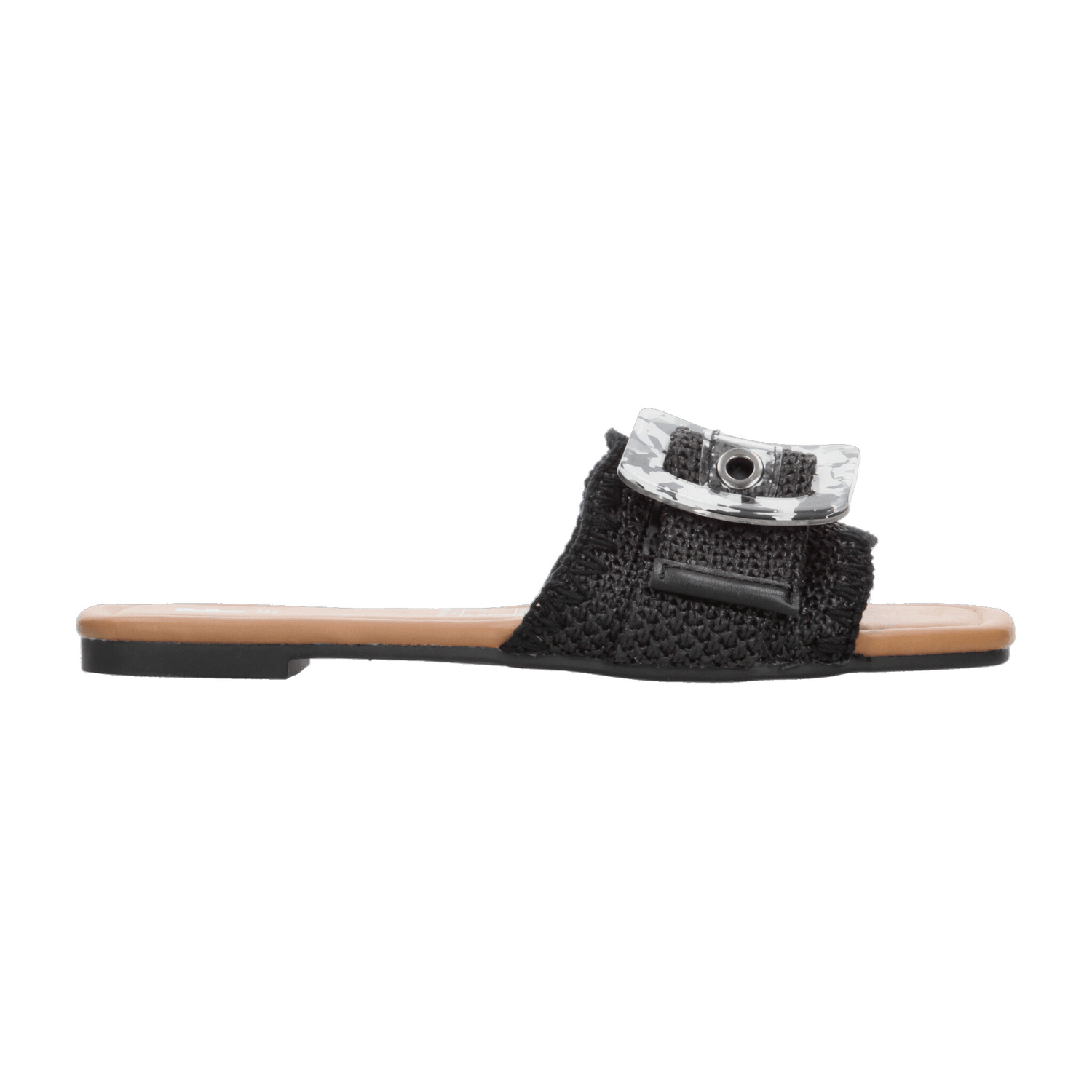 Sandalias Efe Dama De Piso Slideon Casual Negro Mujer — imagen 1