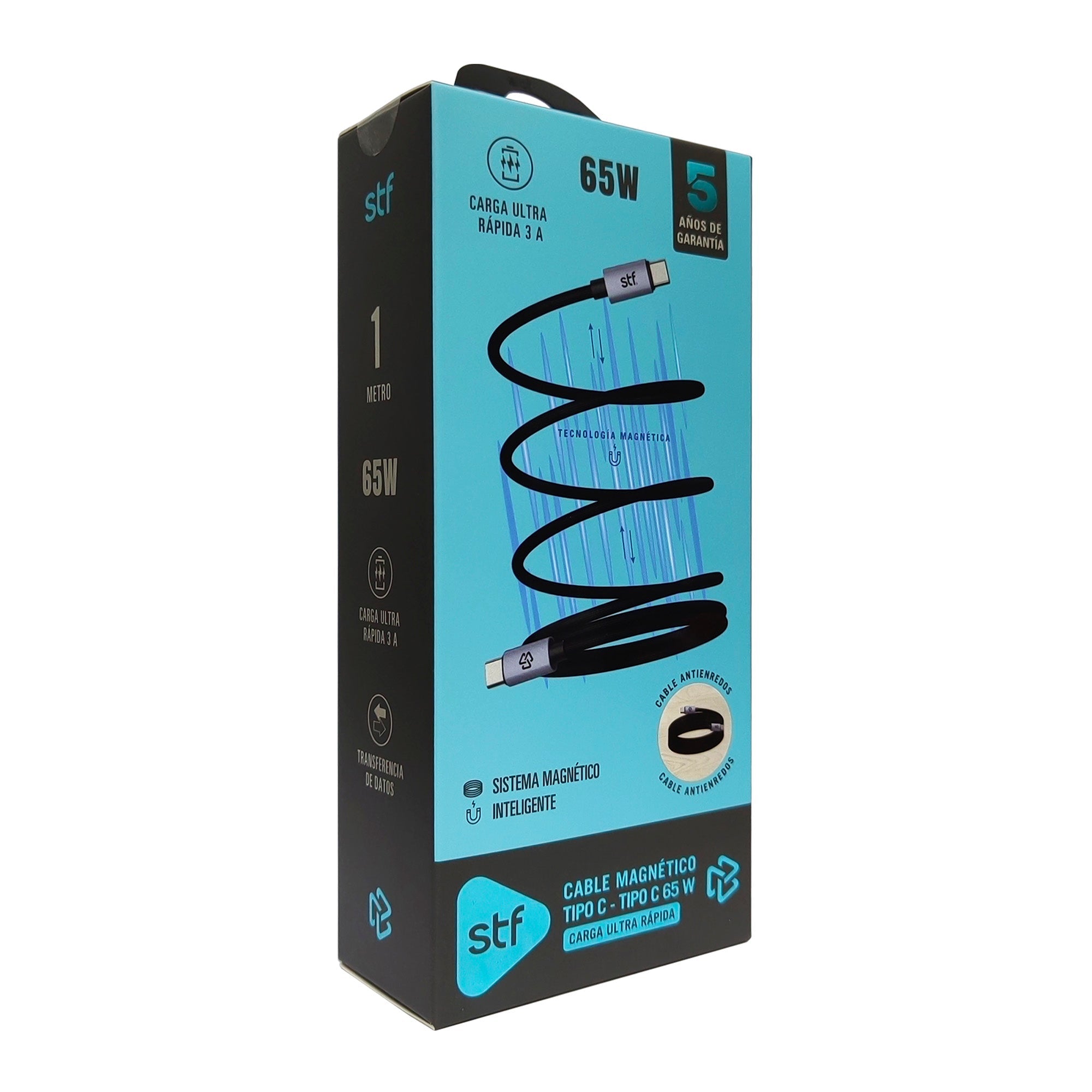 Cable Magnético STF Tipo C a Tipo C: Carga Rápida, 65W, Transferencia de datos, Negro — imagen 10