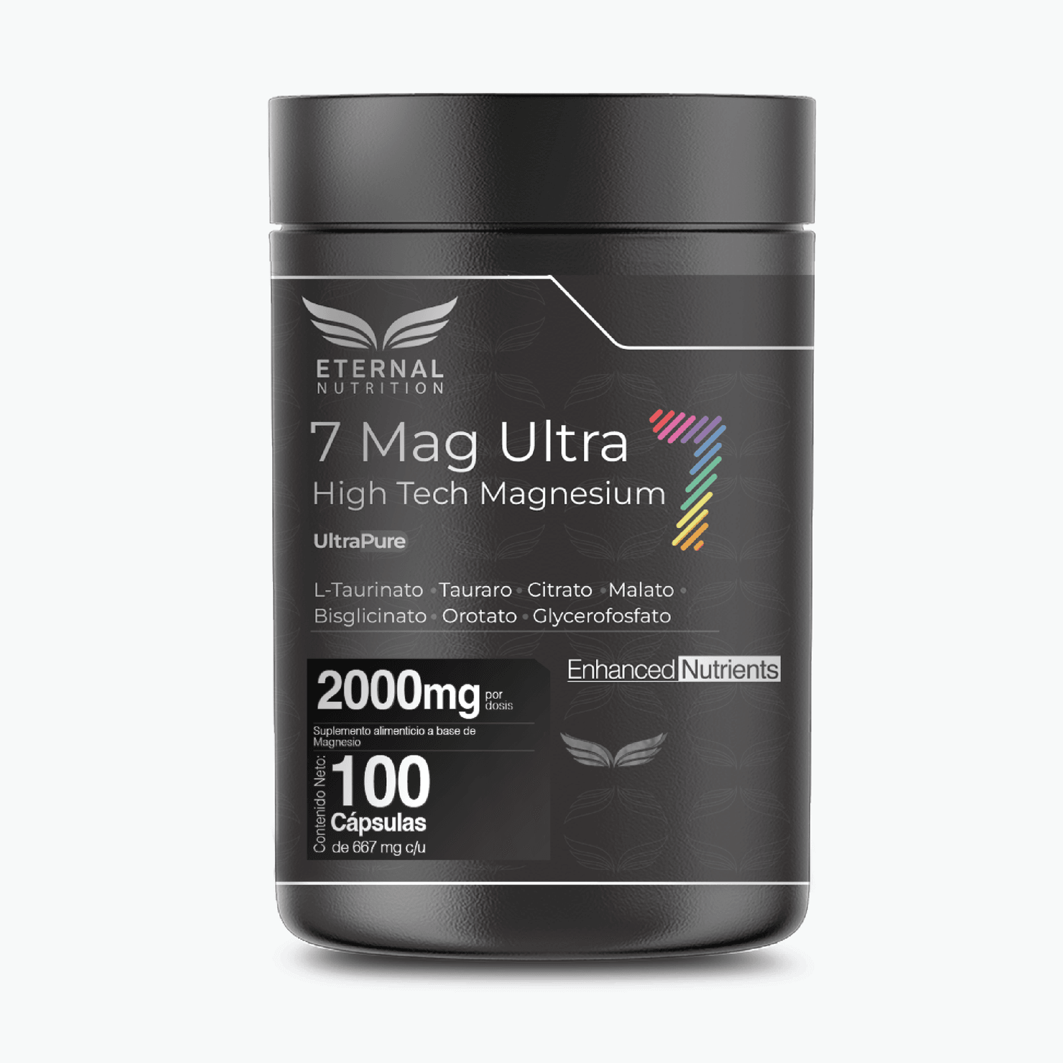 Seven Mag Ultra: Magnesio Complex 7 en 1 con Glicinato, Citrato, L-Taurinato y más, 100 Cápsulas — imagen 1