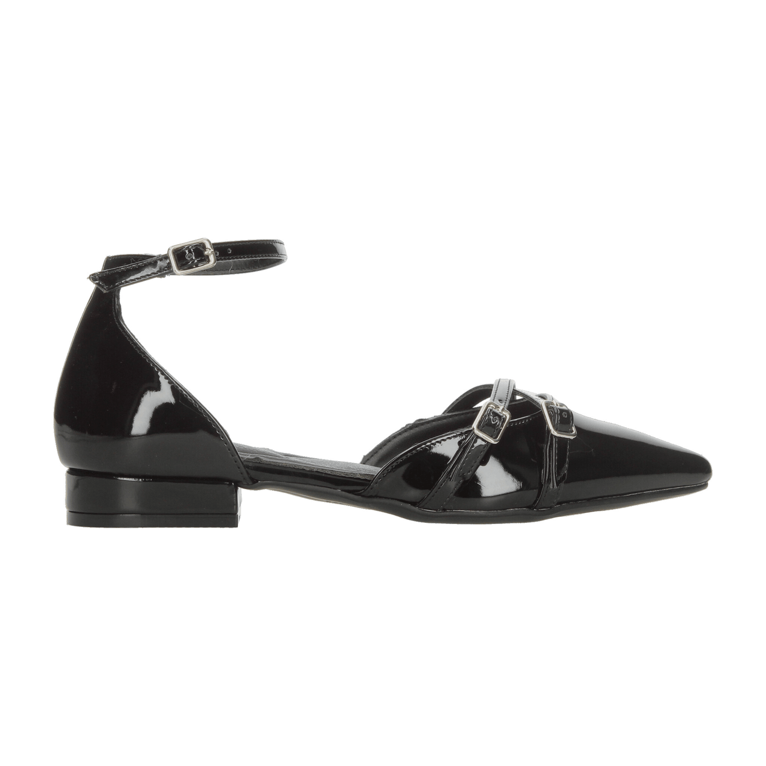 Flats Paulina Dama Casual Cómodo Hebilla Negro Mujer — imagen 1