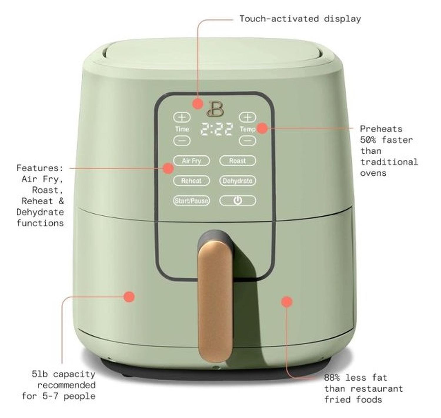 Freidora Aire Beautiful 5.5L TurboCrisp Táctil Verde — imagen 3