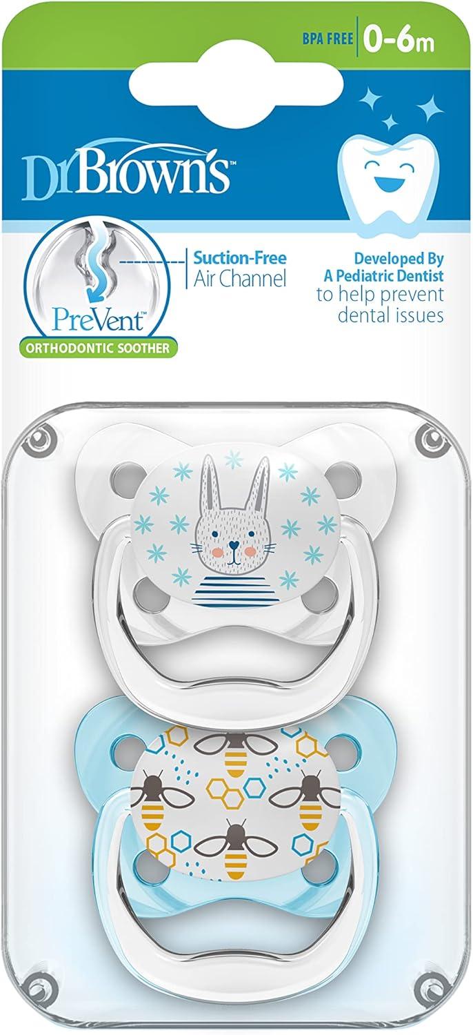 2 Chupones Para Bebé Dr Browns Prevent Etapa 1 0-6 M Color Azul Período De Edad 0 A 6 Meses — imagen 2
