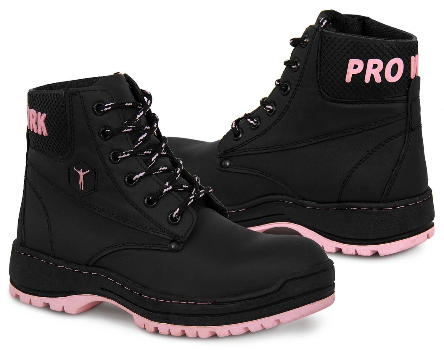 Bota Trabajo Mujer Casquillo Industrial Botines Rosa PD344 — imagen 2