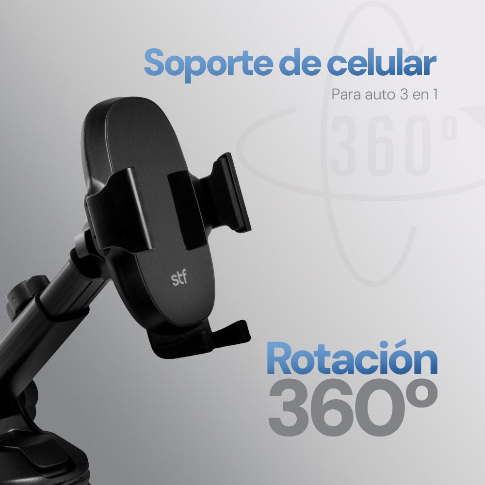 Soporte Celular Auto 3 en 1: Tablero, Parabrisas, Ventilación 360° Automático — imagen 5