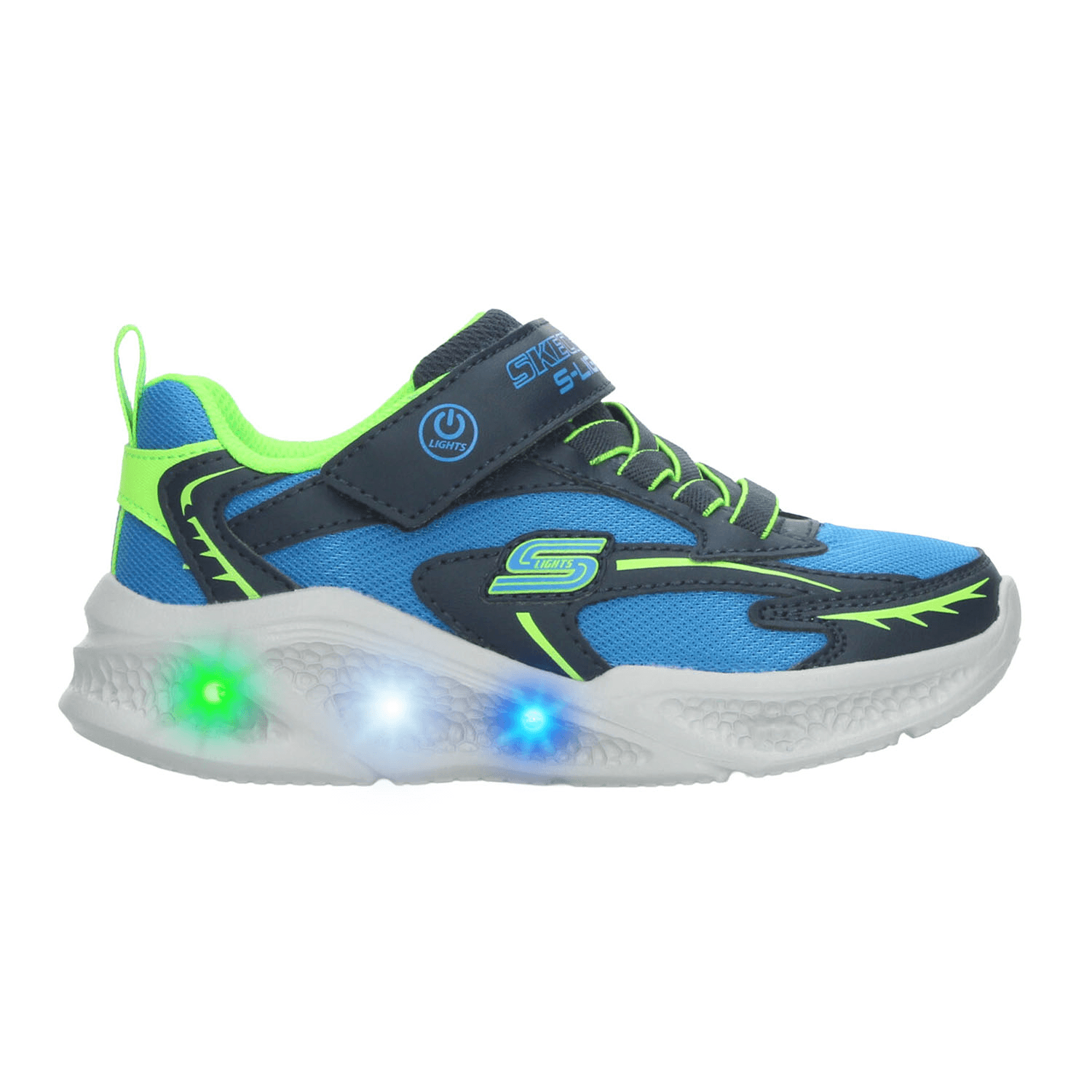 Tenis Skechers S-Lights Niño Azul Deportivo Luz Led Infantil T17-22 — imagen 2