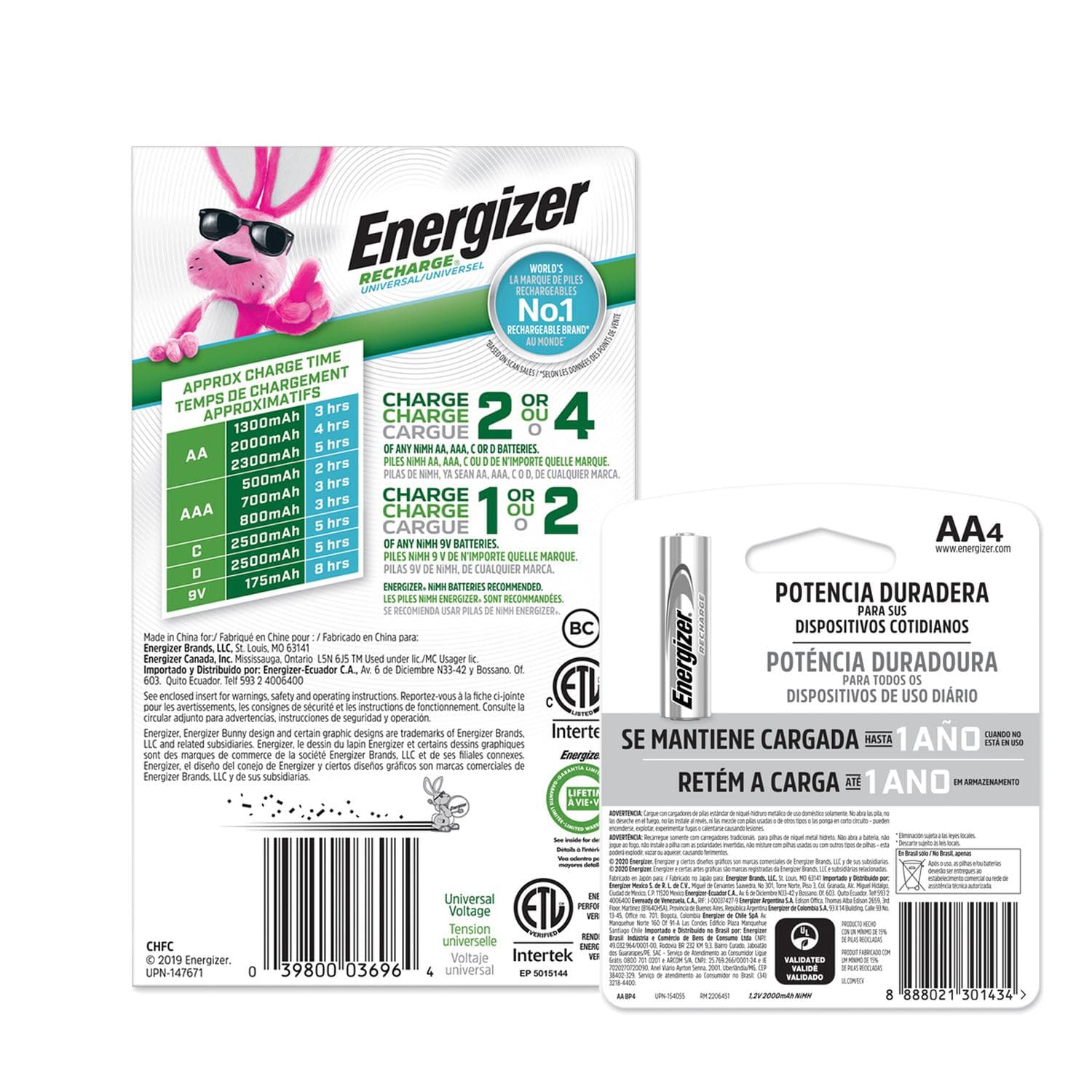 Cargador Universal Pilas Energizer + 4 Pilas Recargables Aa 1.2v — image 2