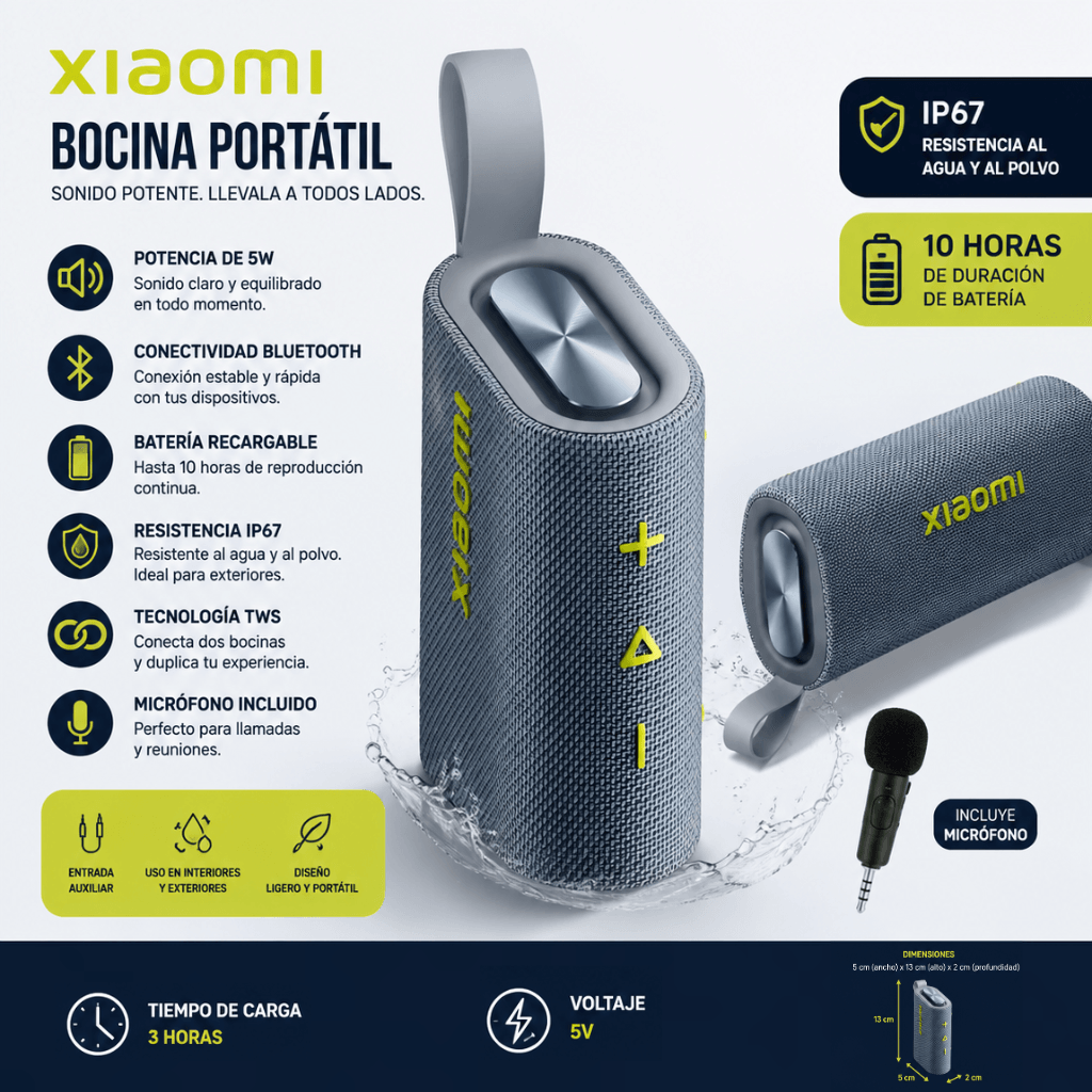 BOCINA XIAOMI SOUND POCKET (AZUL) + SMARTWATCH FUTUREM FM15 (PLATA) — imagen 5