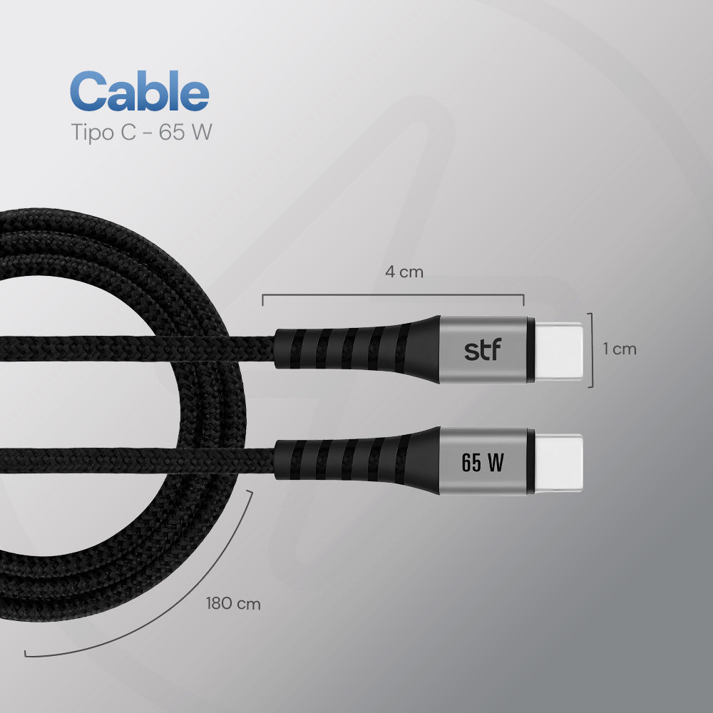 Cable Ultra Carga Rapida Tipo-C a Tipo-C 65W Trenzado 1.8m — imagen 6