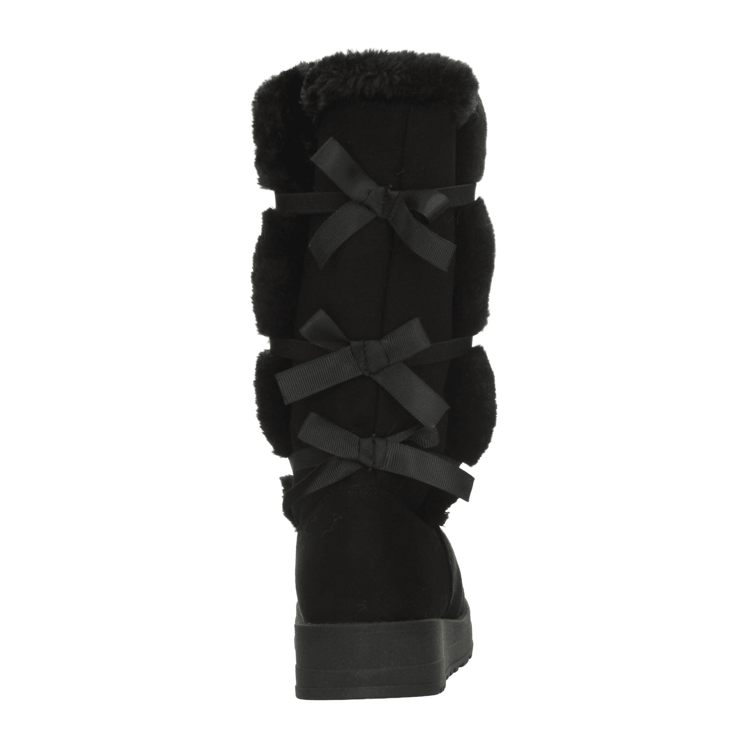 Bota Rojo Cereza Dama Negro Invierno Larga Peluche Casual Mujer — imagen 8